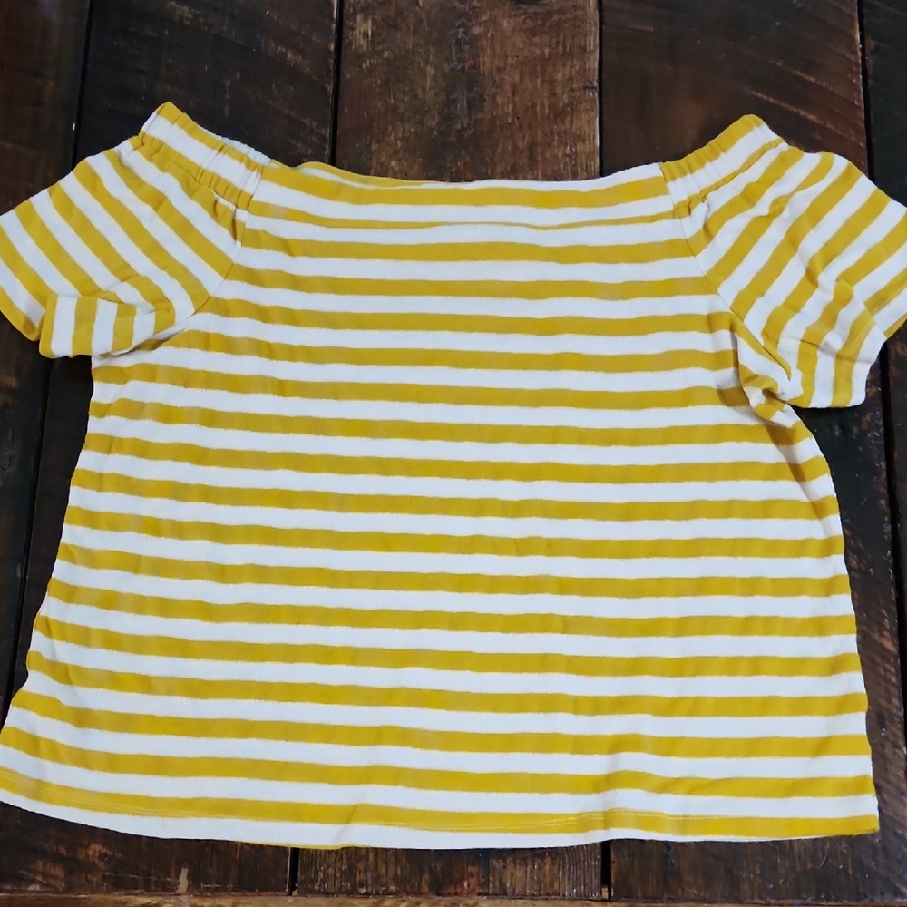 MELLODAY Yellow and White Striped Top